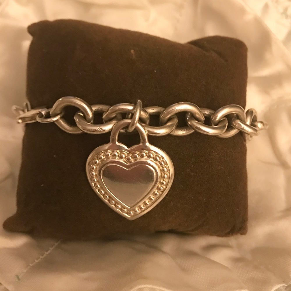 Judith Ripka Sterling Silver Heart Charm Bracelet